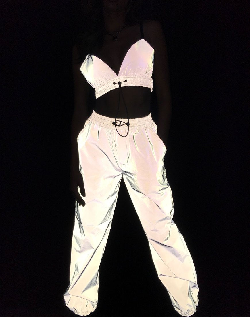 Pantalón de chándal Beval en plata reflectante