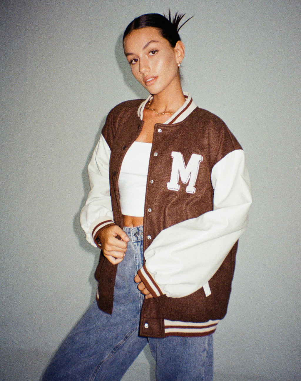 Chaqueta Bama Varsity en marrón beige