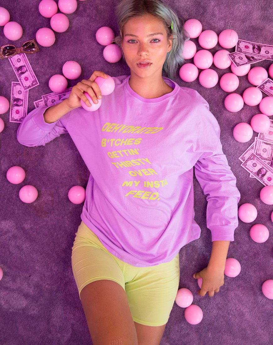 Imagen de Lottie Camiseta de manga larga en lila con texto Instafeed X Top Niña