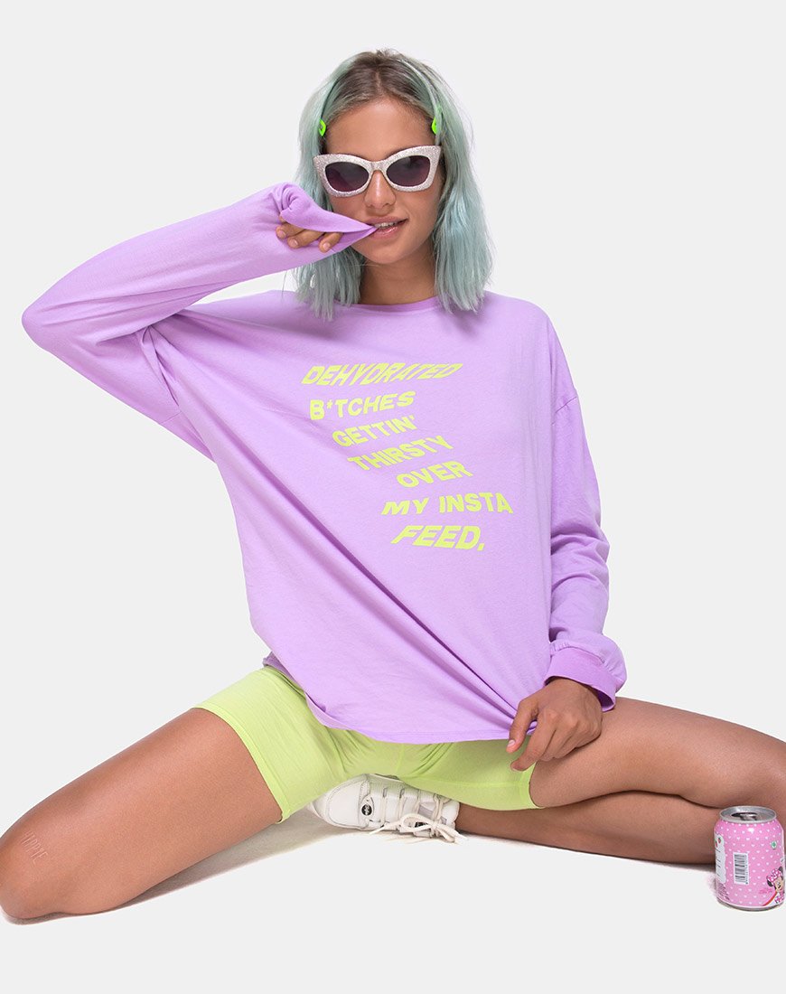 Imagen de Lottie Camiseta de manga larga en lila con texto Instafeed X Top Niña