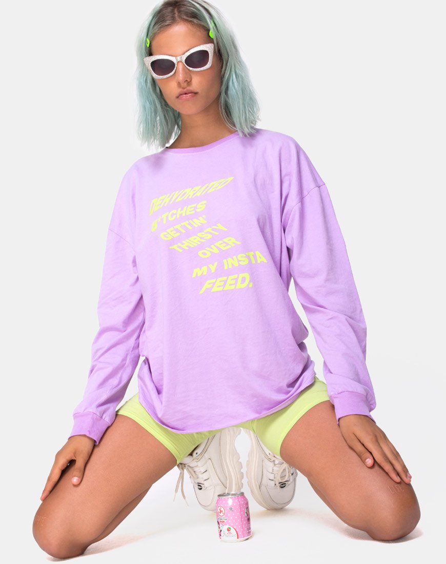 Imagen de Lottie Camiseta de manga larga en lila con texto Instafeed X Top Niña