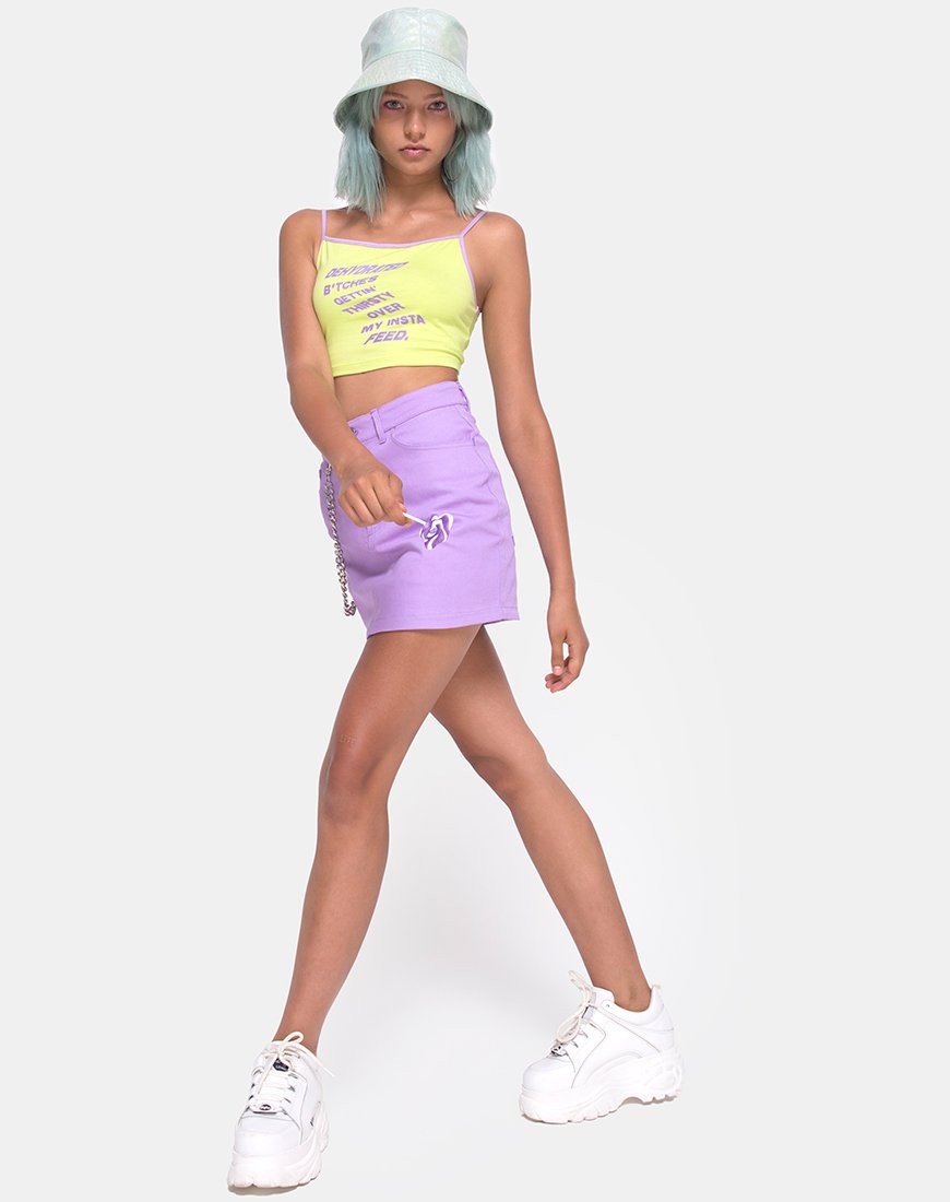 Crop Top Kamla en lima con texto Instafeed X Top Girl