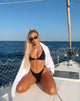 Imagen del sujetador de bikini Hyuna negro con hebilla plateada