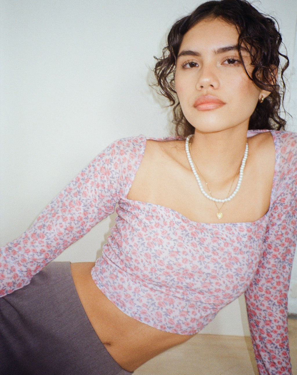 Top de manga larga Kalisha en rosa empolvado Spring Rose