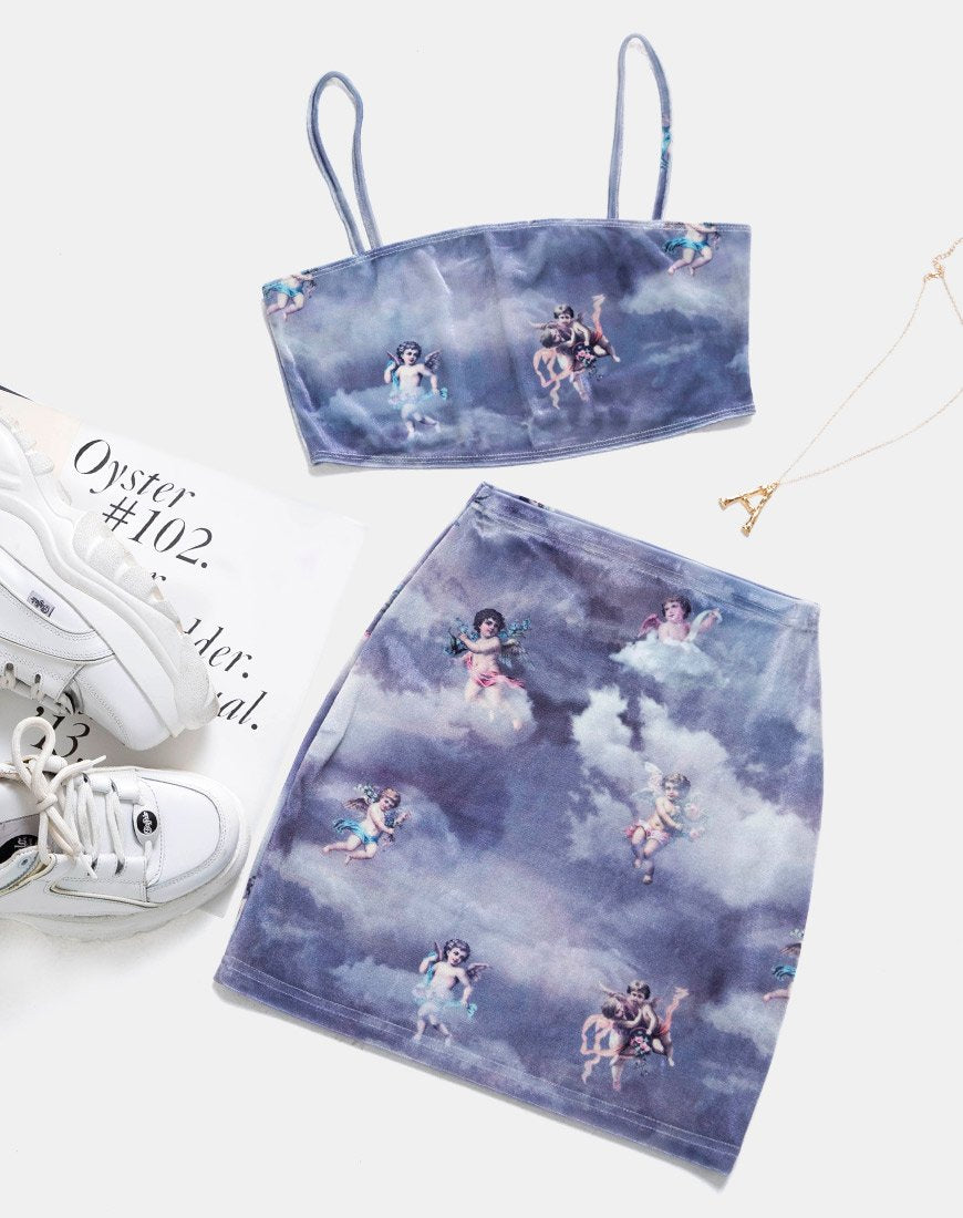 Kozina Crop Top en terciopelo gris ángel