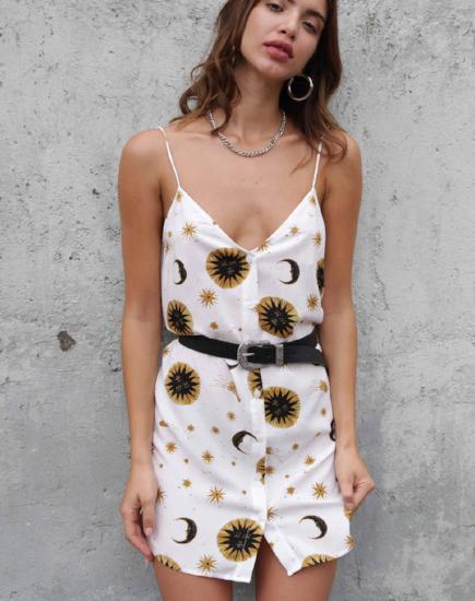 Vestido Sanna en crema celeste