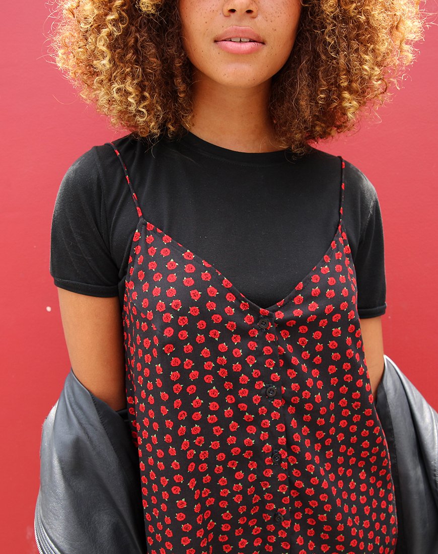Imagen de Sanna Slip Dress in Dotty Rose Negro