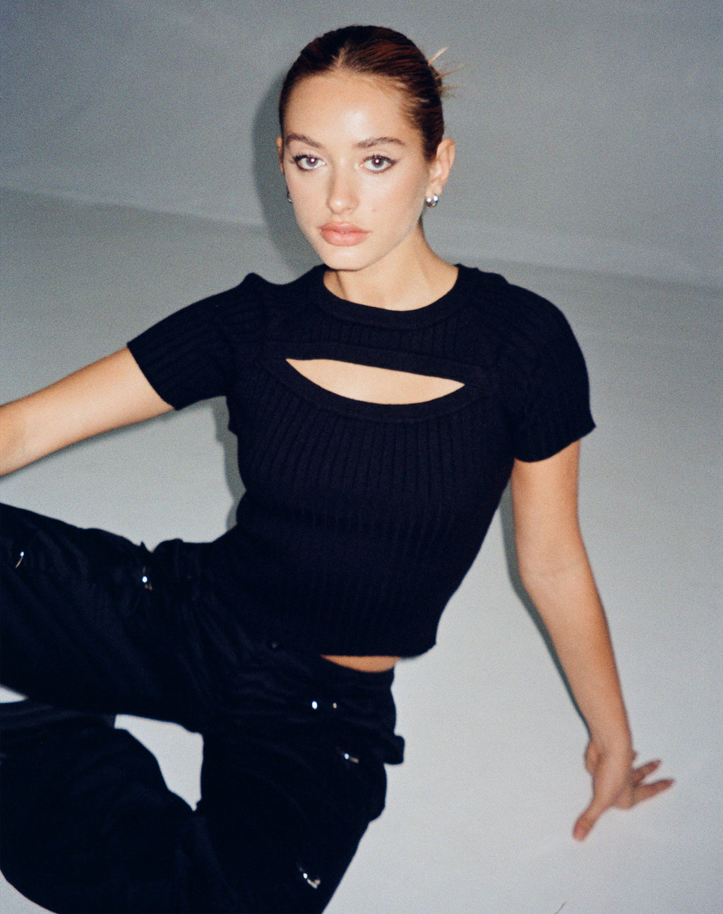 Morsche Cut Out Crop Top Negro