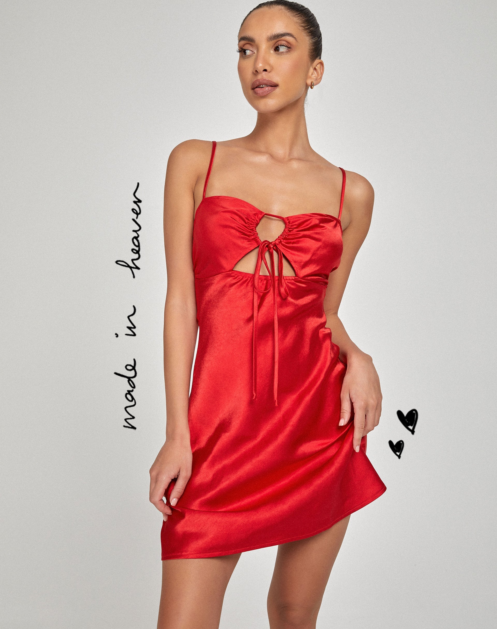Rinti Slip Dress de satén rojo