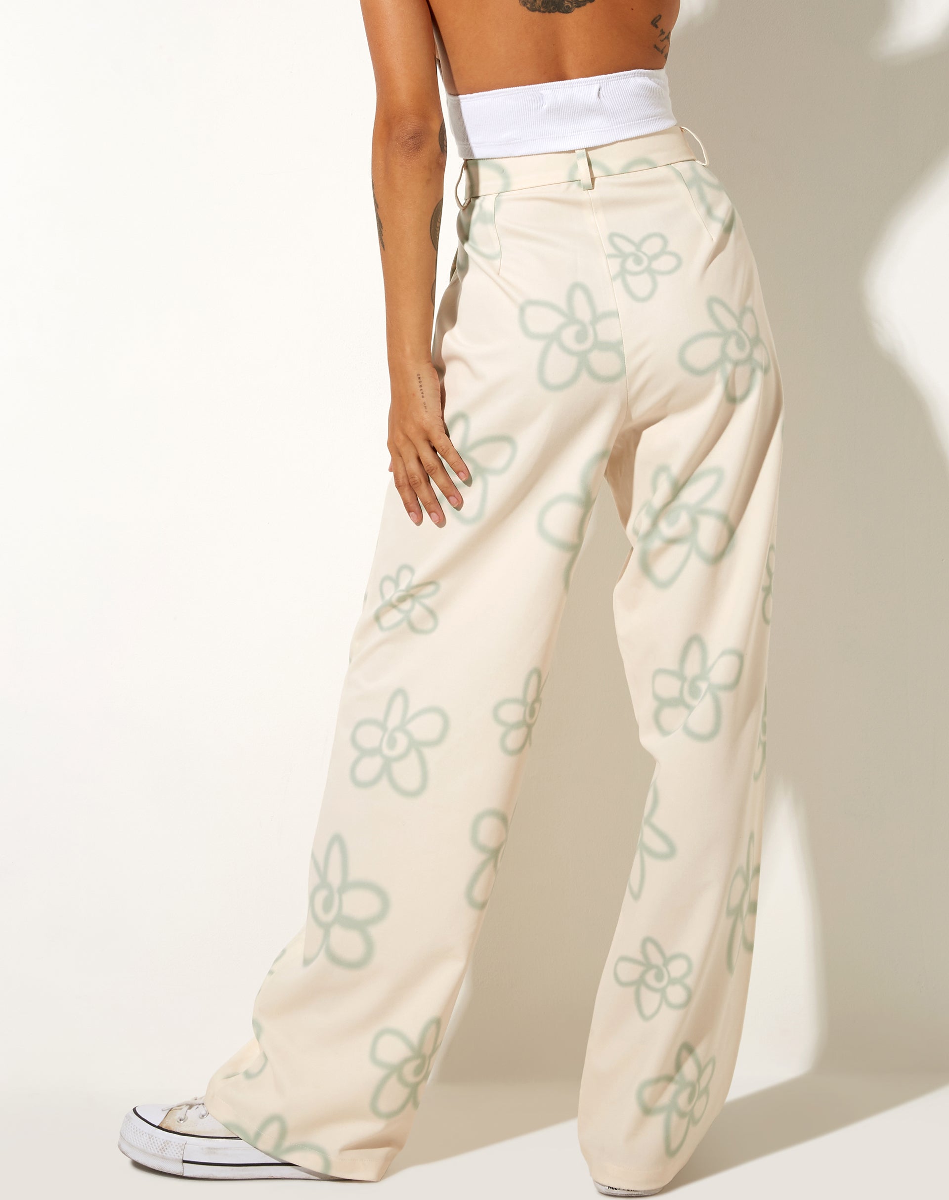 Imagen de Abba Pantalones de sastrería Graffiti Flor Crema