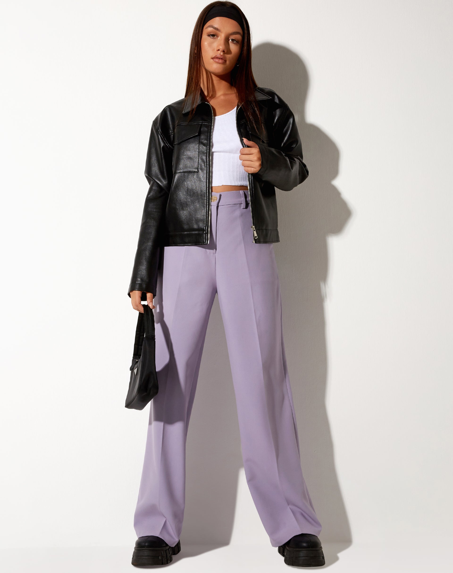 Image of Abba Pantalón recto de sastrería Morado