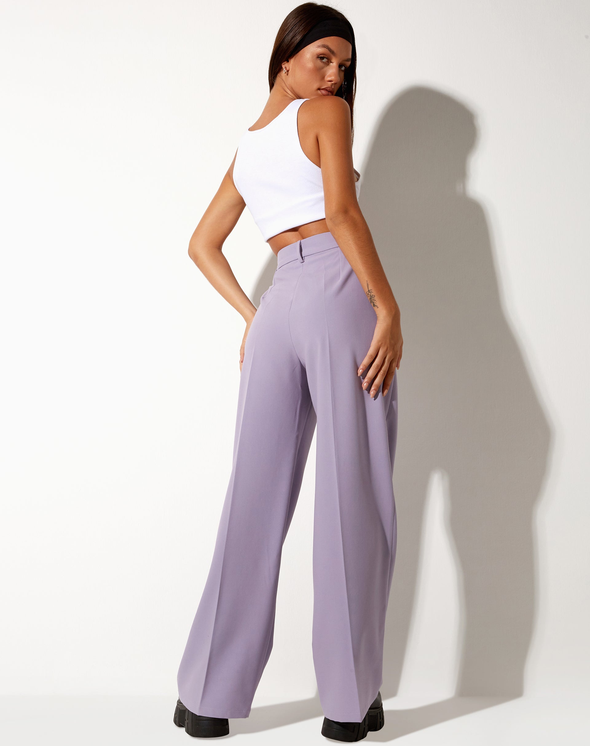 Image of Abba Pantalón recto de sastrería Morado