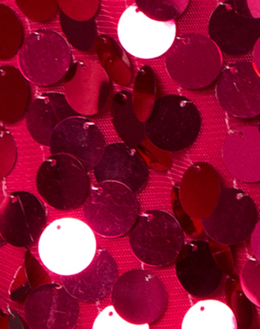 Imagen del corpiño Abela de lentejuelas rojo cereza disco