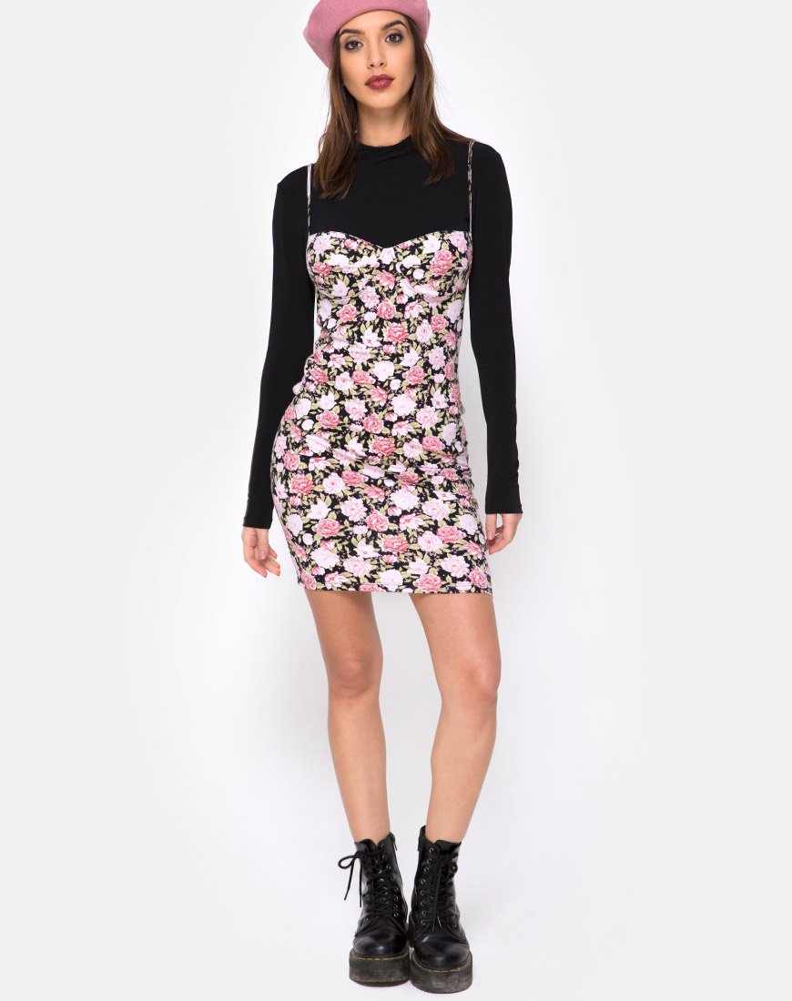 Imagen de Alvina Bodycon Dress in Bloom Floral Base Negra