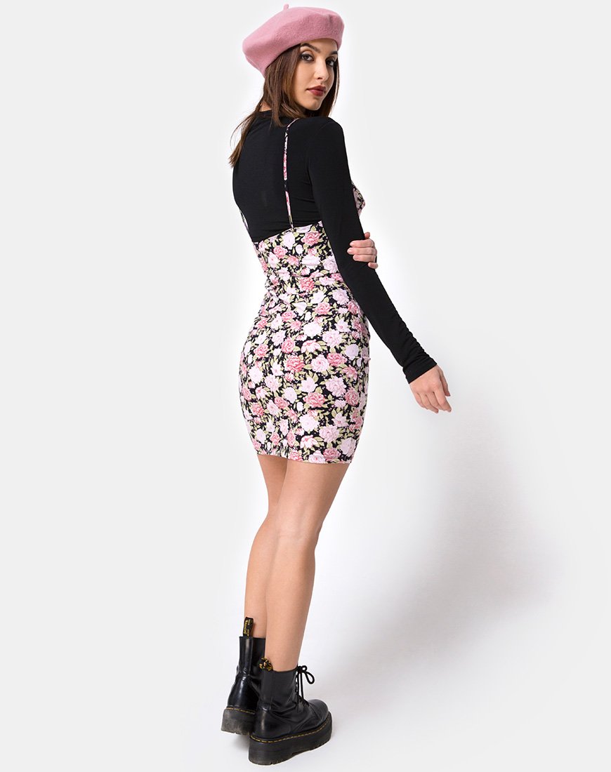 Imagen de Alvina Bodycon Dress in Bloom Floral Base Negra