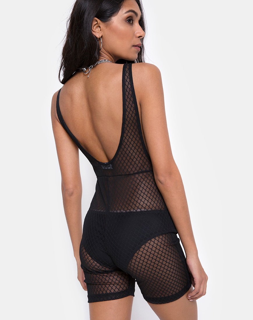 Imagen de Acro Unitard en rejilla negra
