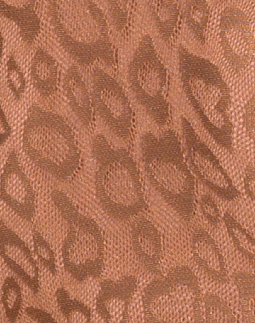 Imagen de Acro Unitard en malla leopardo brillante Caramelo