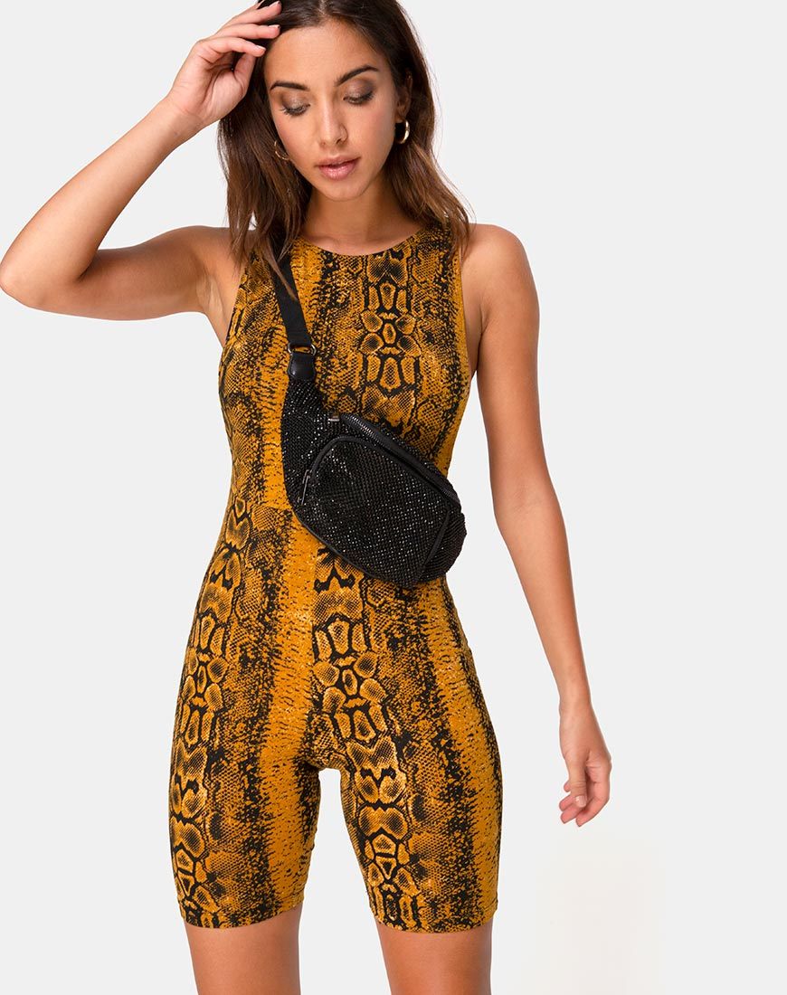 Acro Unitard en mostaza serpiente