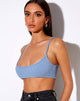 Imagen de Adda Bralet en canalé azul ceniza