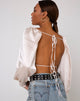Imagen de Adoria Crop Top de satén Marfil