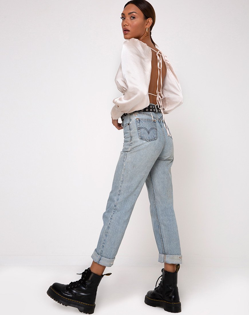 Imagen de Adoria Crop Top de satén Marfil