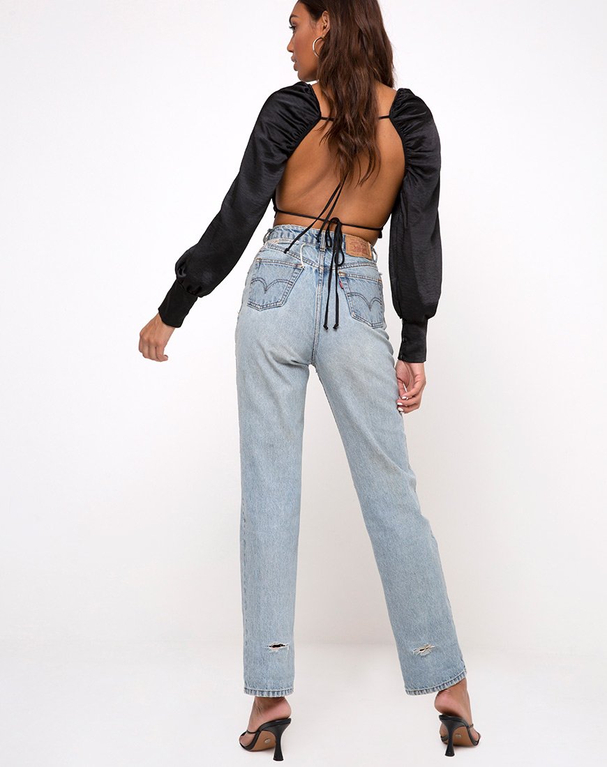 Imagen de Adoria Crop Top de satén negro