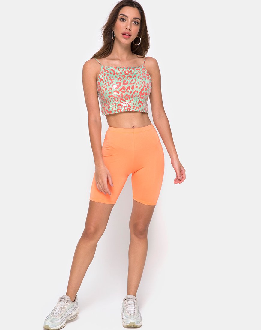 Imagen de Ahena Crop Top en leopardo flúor con lentejuelas transparentes