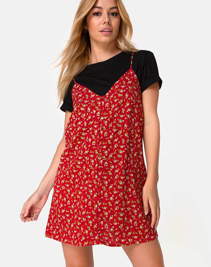 Vestido Akina en Falling For You Floral Rojo