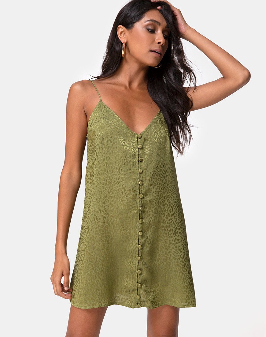Vestido Akina en Satén Chita Caqui