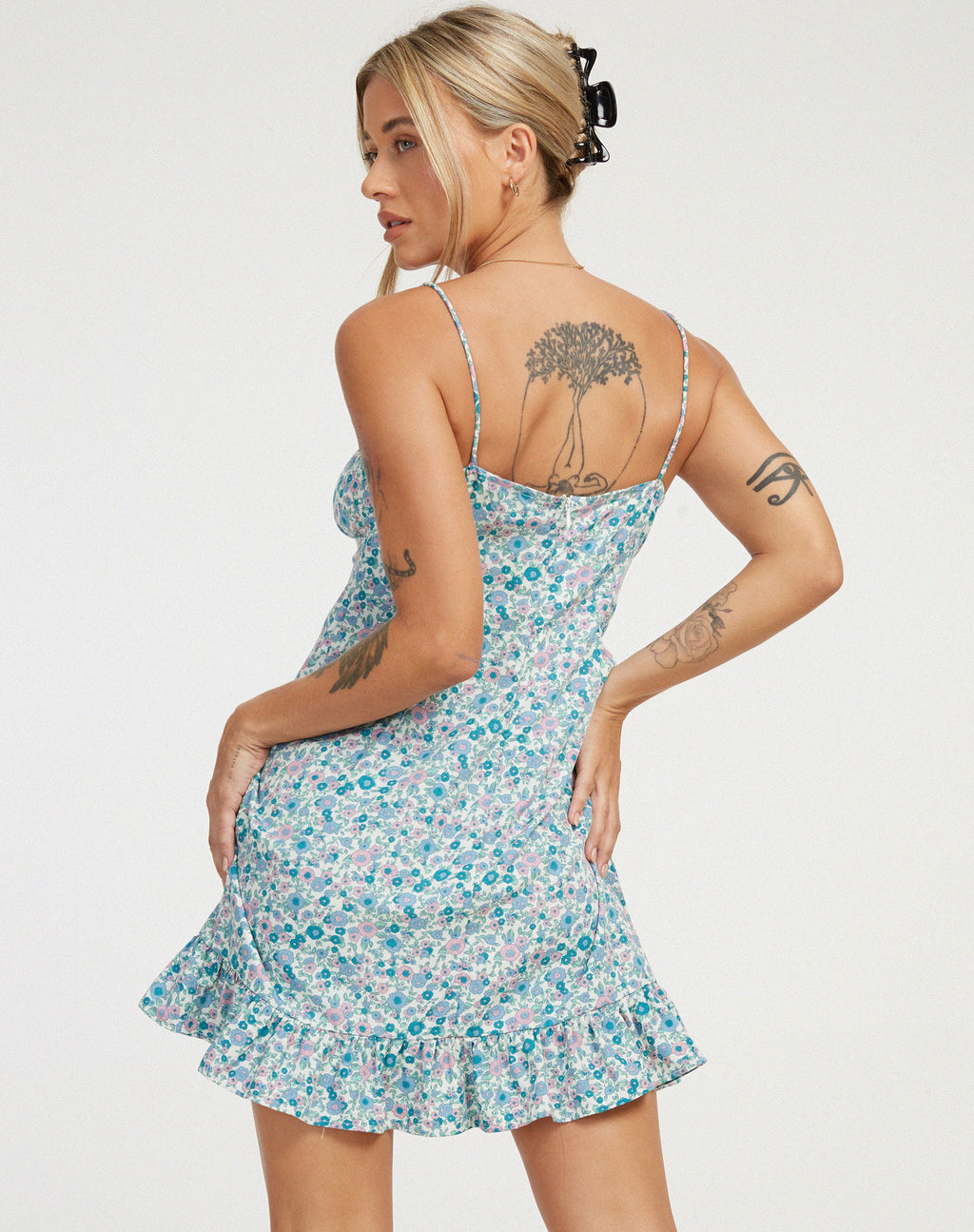 Minivestido Alaca en azul Flower Power