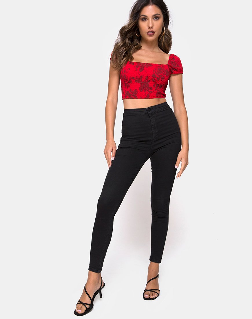 Imagen de Alya Crop Top en Tonal Floral Rojo
