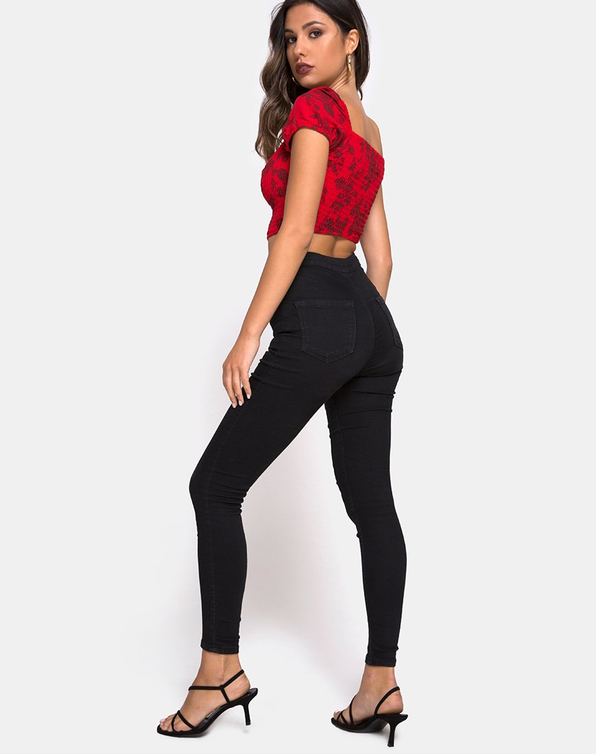 Imagen de Alya Crop Top en Tonal Floral Rojo