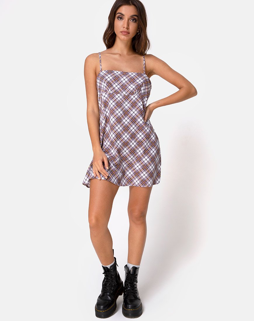 Imagen de Andin Slip Dress in Grunge Check Purple