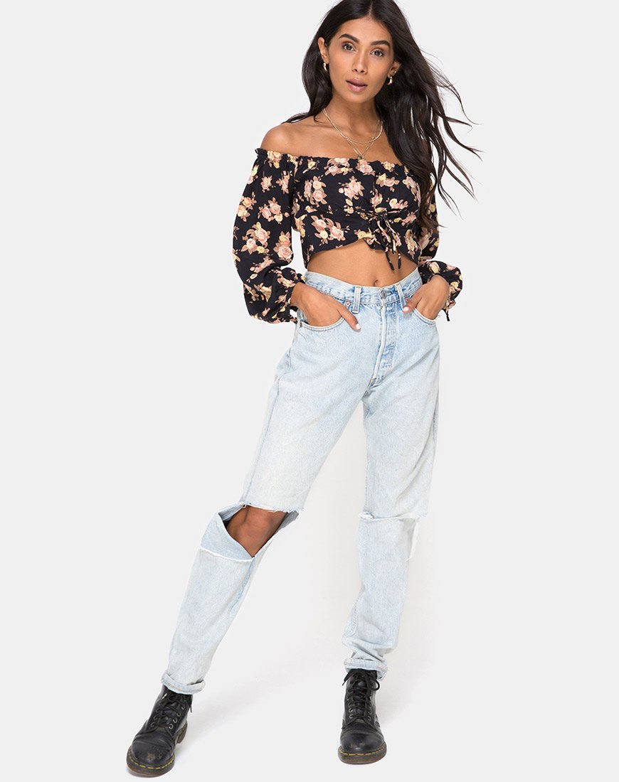 Imagen de Aneca Off The Shoulder Top in Antique Rose Negro
