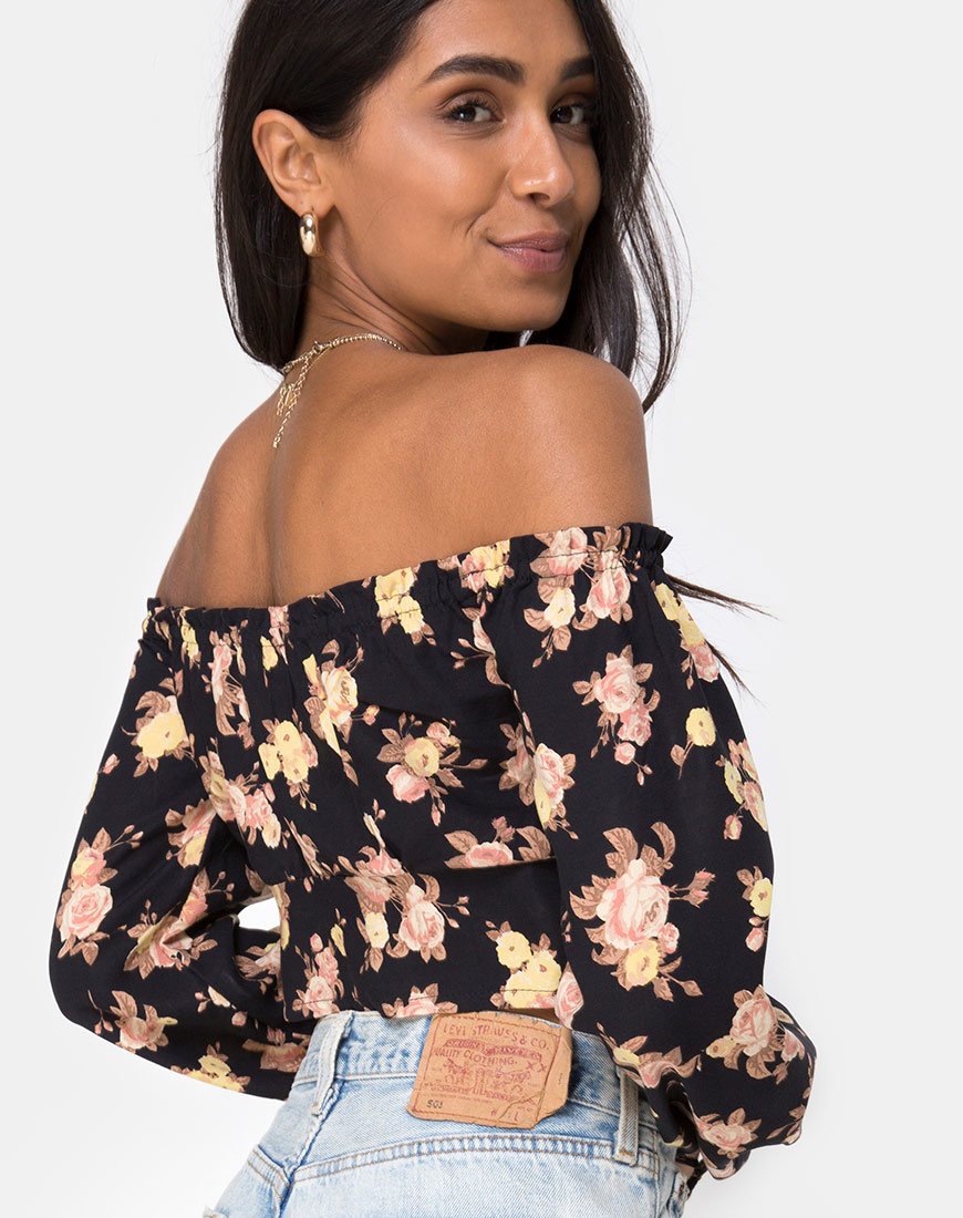 Imagen de Aneca Off The Shoulder Top in Antique Rose Negro