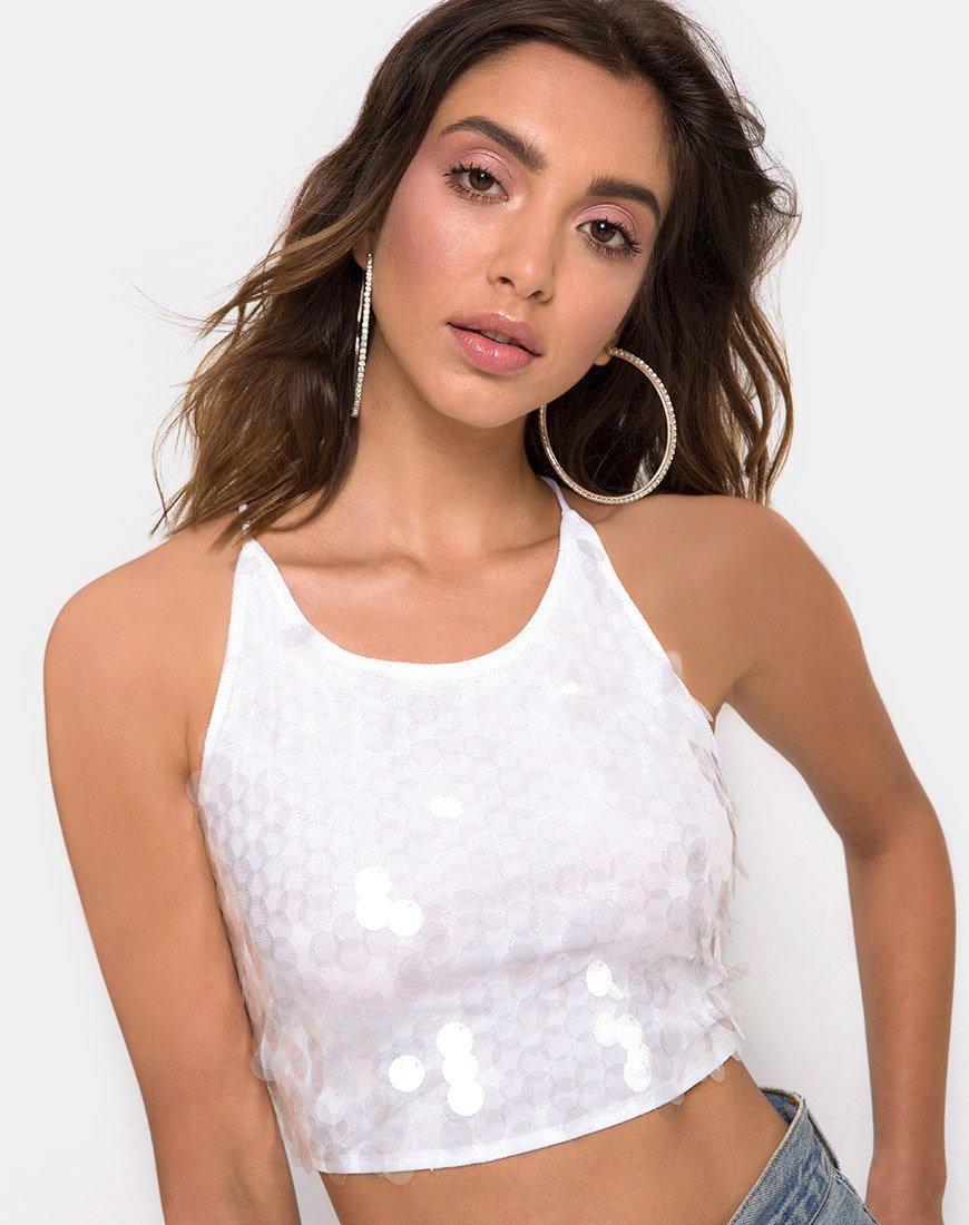 Imagen de Anery Crop Top en lentejuelas disco transparente