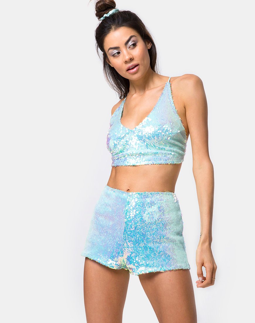 Imagen de Crystal Short en Fishcale Sequin Candy Unicorn