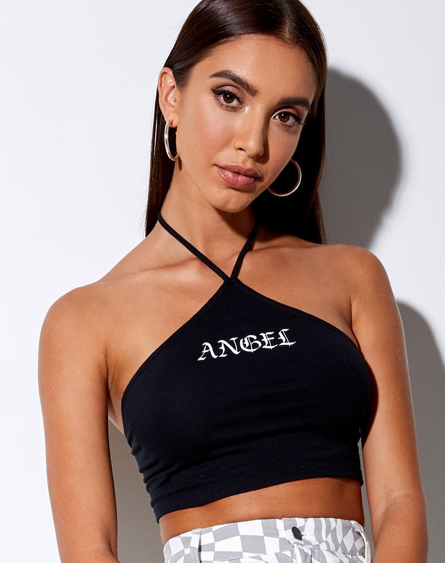 Imagen de April Crop Top en negro Angel en blanco