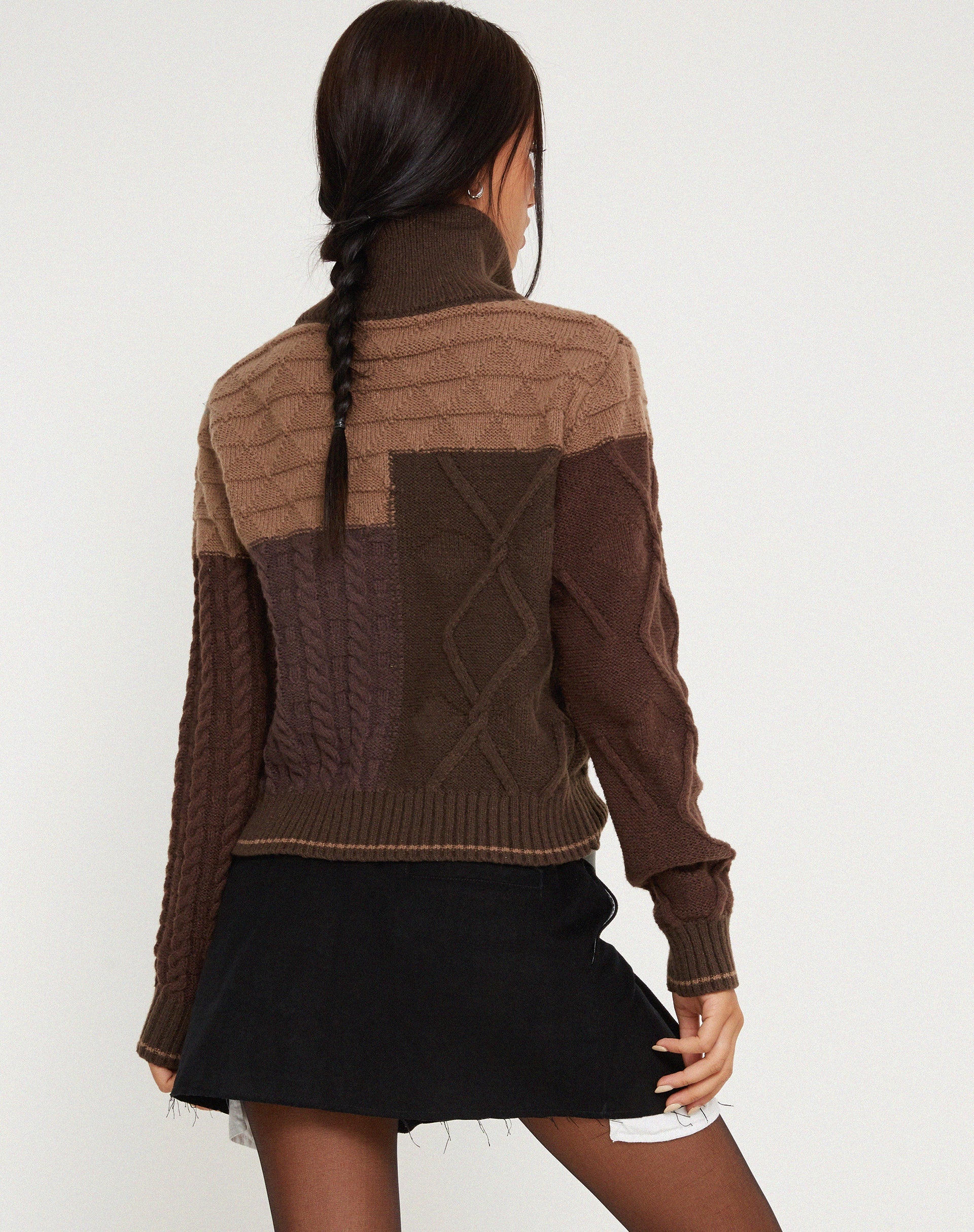 imagen de la chaqueta de punto Arelius en marrón tonal