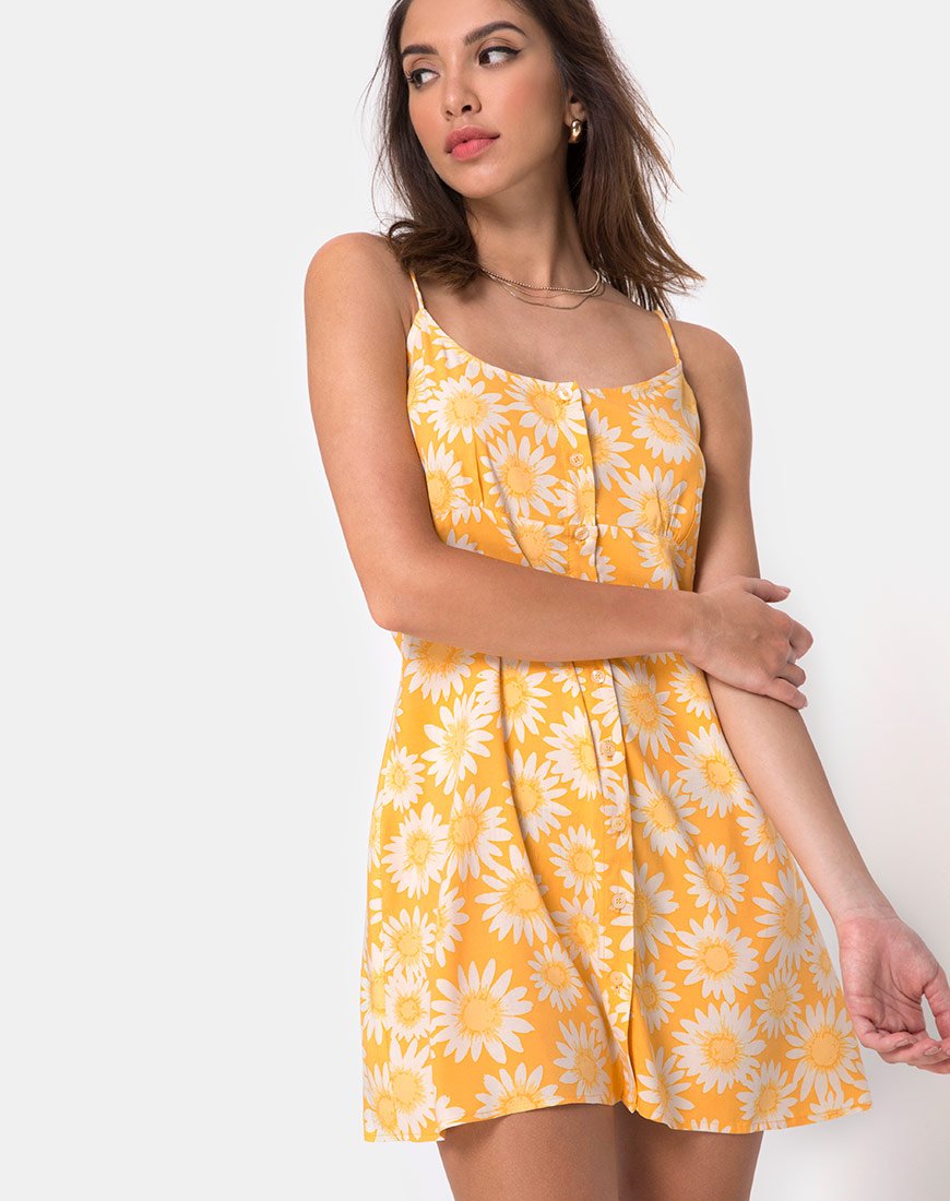 Auvaly Slip Dress en Sunkissed Floral Amarillo