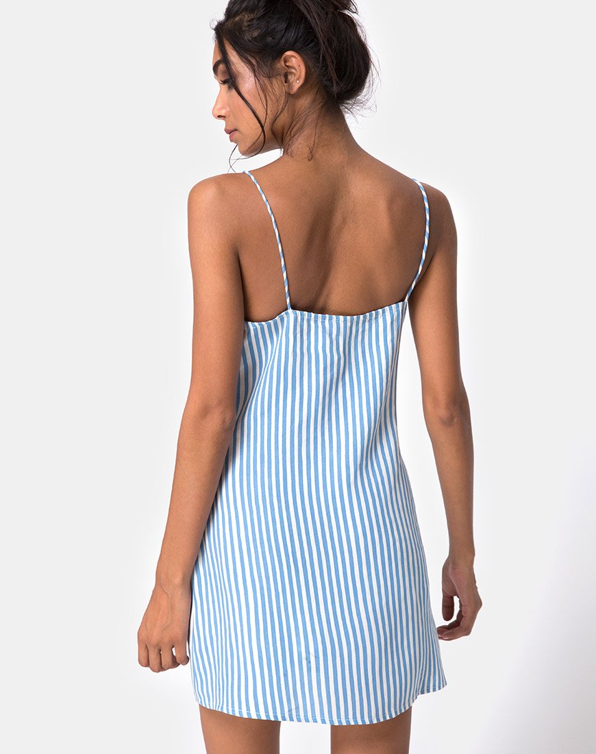 Imagen de Auvaly Vestido a rayas azul y blanco