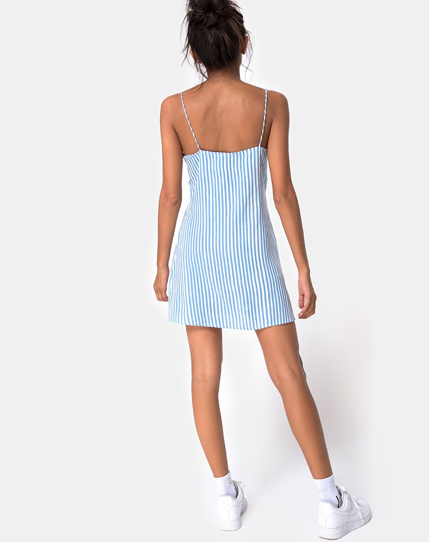 Imagen de Auvaly Vestido a rayas azul y blanco