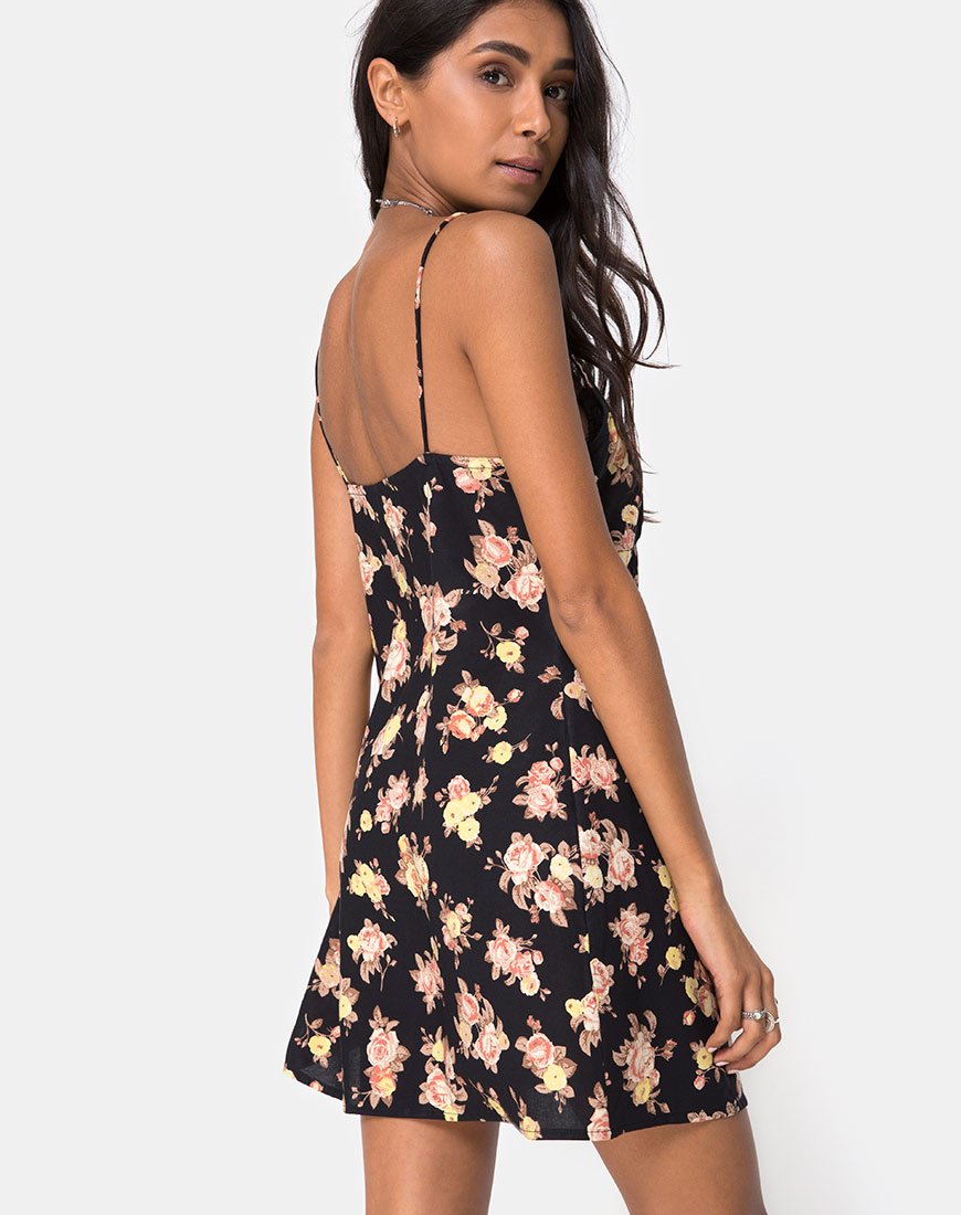 Auvaly Slip Dress en Rosa Antiguo Negro