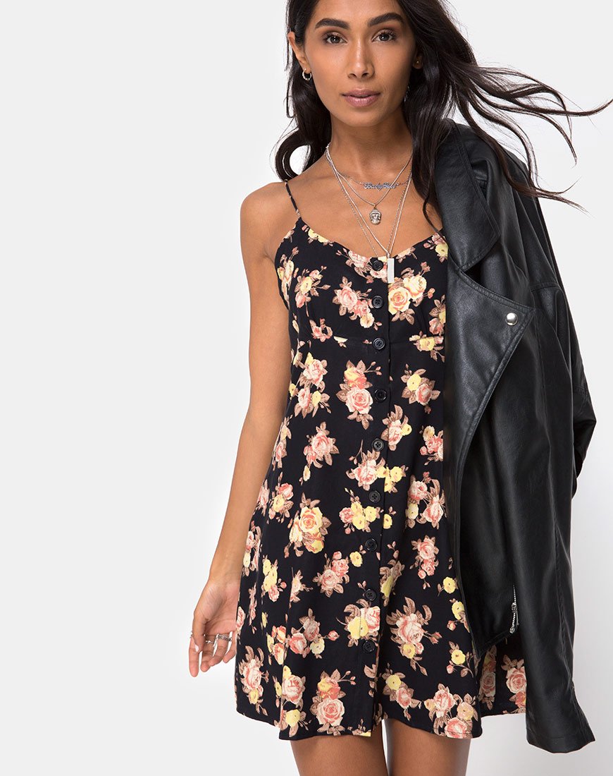 Auvaly Slip Dress en Rosa Antiguo Negro