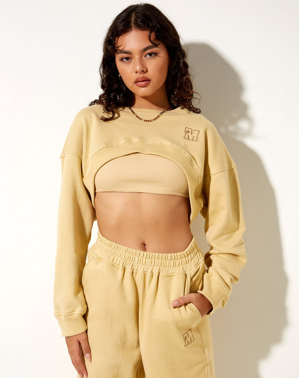 Sudadera Bacel Cropped en Crema M Embro