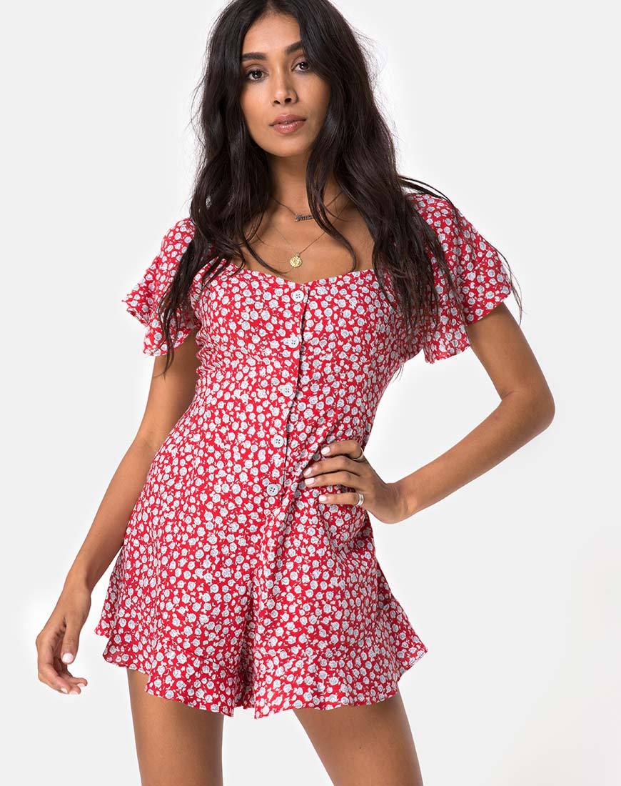 Imagen de Bae Playsuit en Ditsy Rose Red y Plata