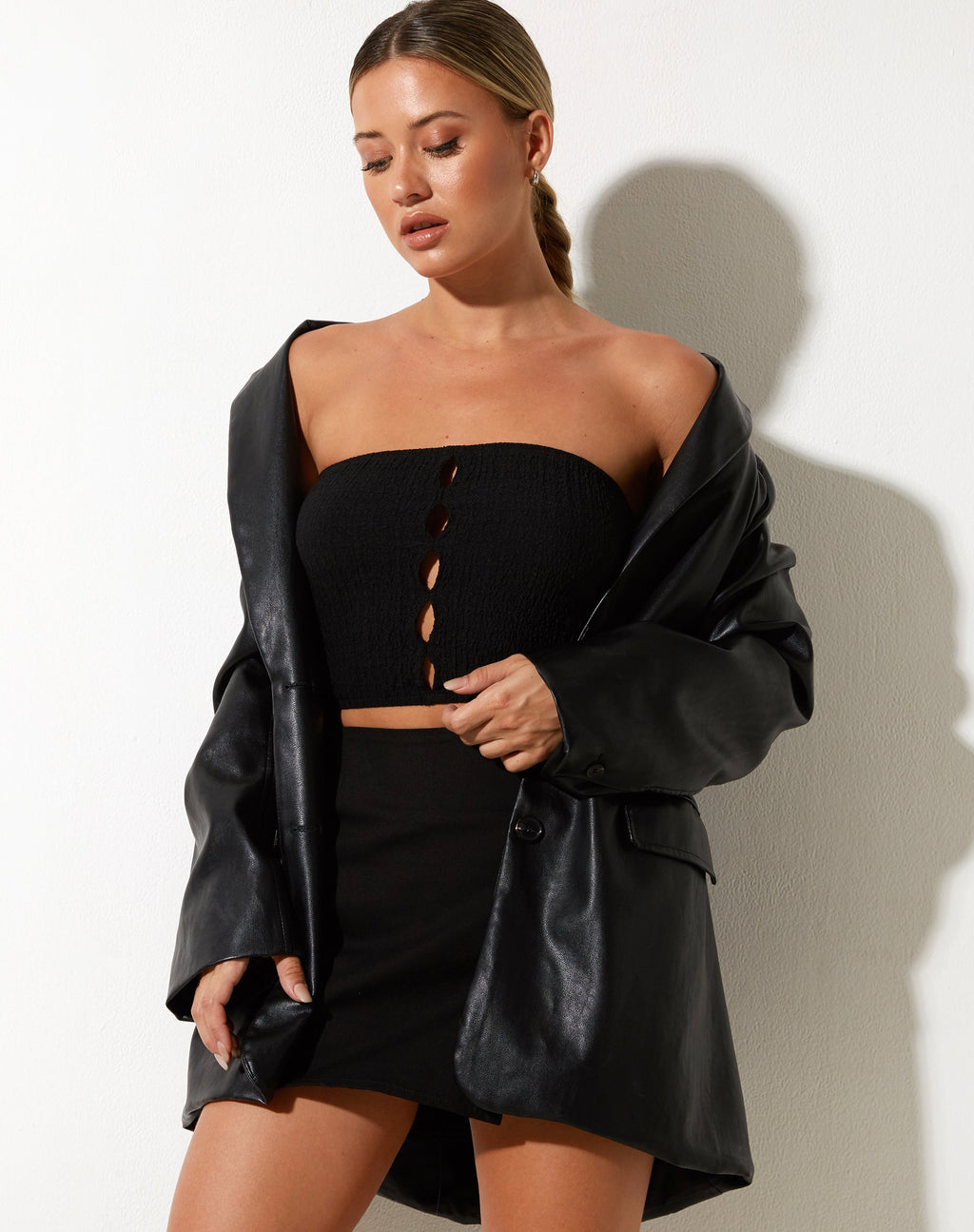 Baha Bandeau Top de punto burbuja Negro