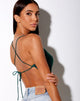 Imagen de Baila Crop Top de satén verde bosque