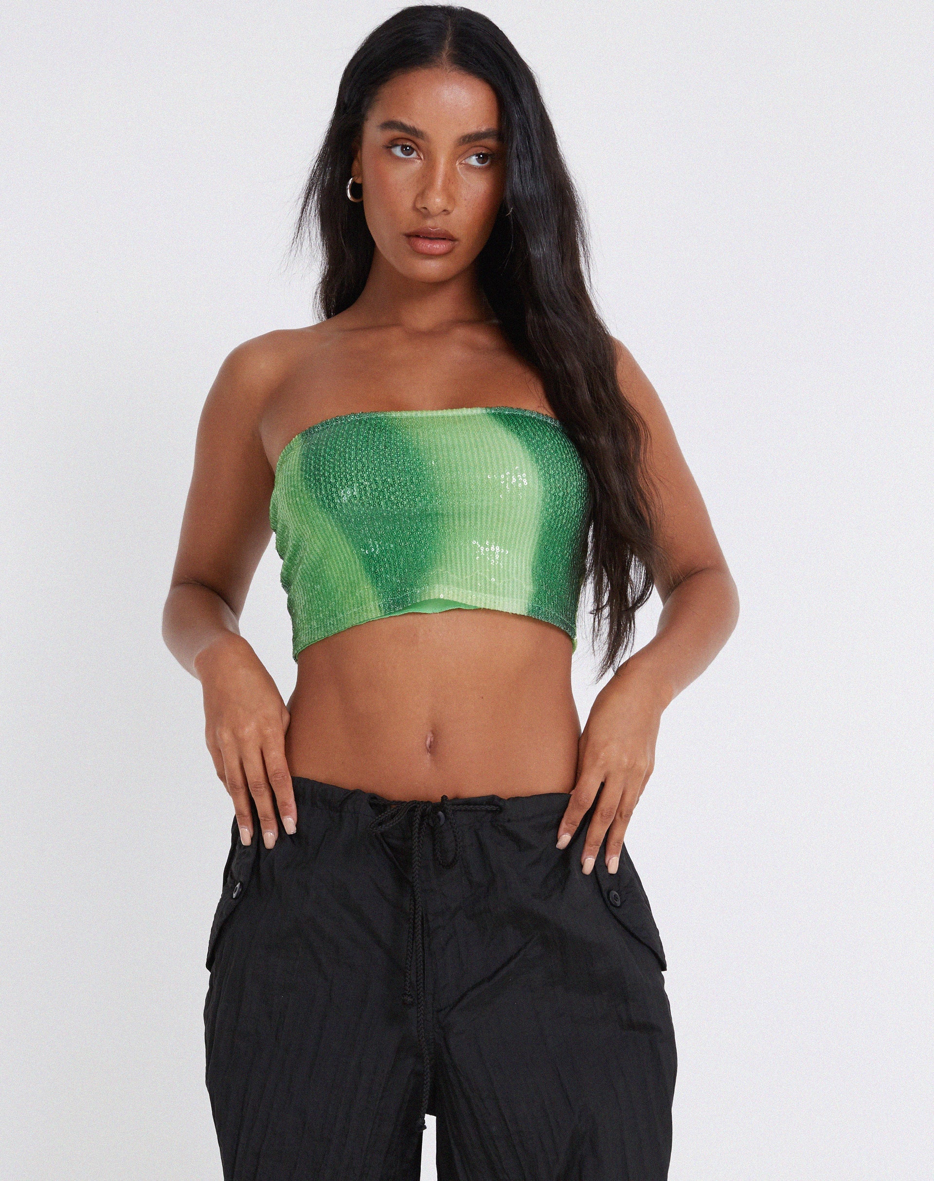 imagen de Bandira Bandeau Top en Lentejuelas Verde Solarizado