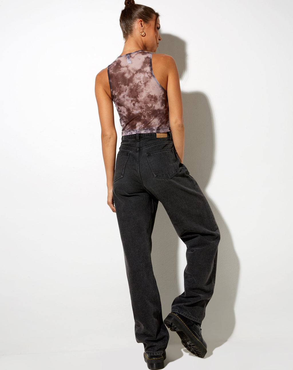 Top Barika de malla Negro ahumado Gris